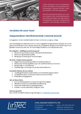 Anlagenbediener Oberflächentechnik / Galvanik (m/w/d)