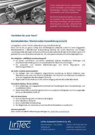 Betriebselektriker / Mechatroniker Instandhaltung (m/w/d)